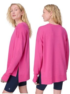 Sweaty Betty After Class Longline Sweatshirt Fuschia Pink Sz 10